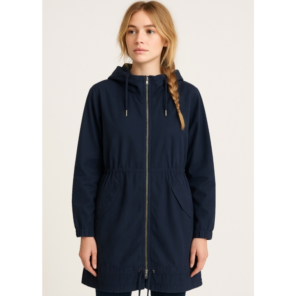 Pull & Bear Indigo Hooded Denim Anorak Jacket Navy Blue Medium